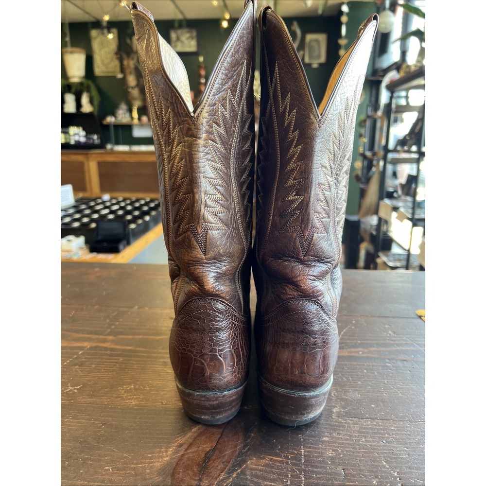 Panhandle Slim Brown Cowboy Boots 9.5 B Mexico Vintage Western Ostrich Leg - Picture 5 of 13